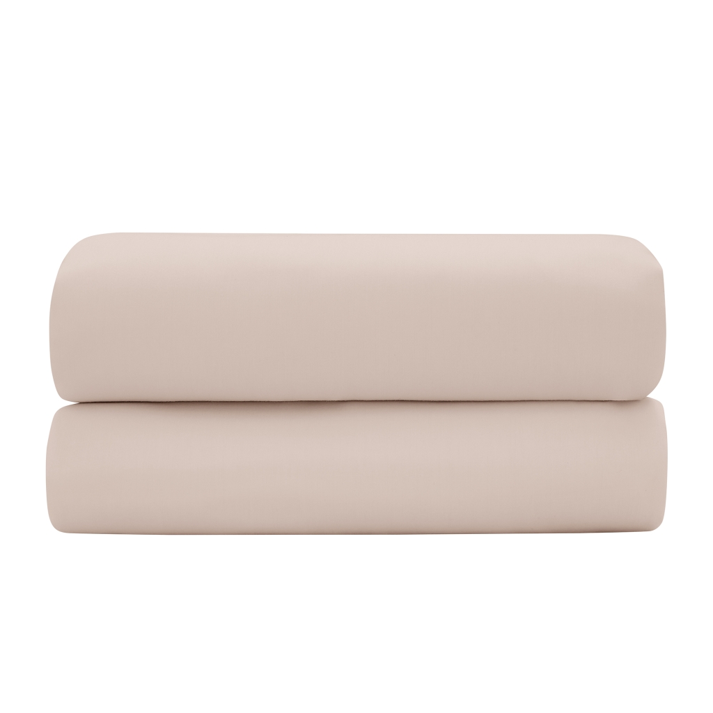 Drap-housse 140 x 190 cm — Satin de coton 120 fils/cm² — Rose blush — Bonnet 30 cm