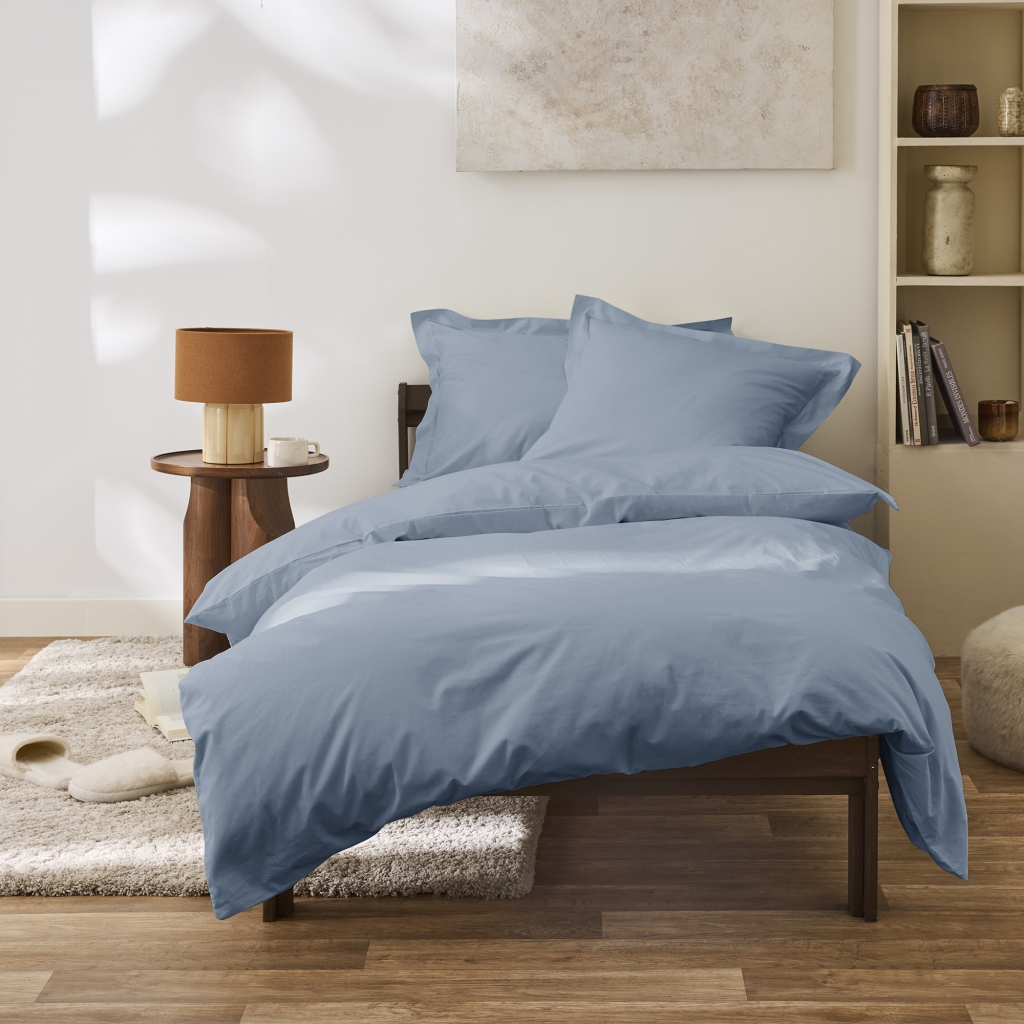 Housse de couette 140 x 200 cm Grand Hôtel Bleu jean — Percale de coton peigné 80 fils/cm²