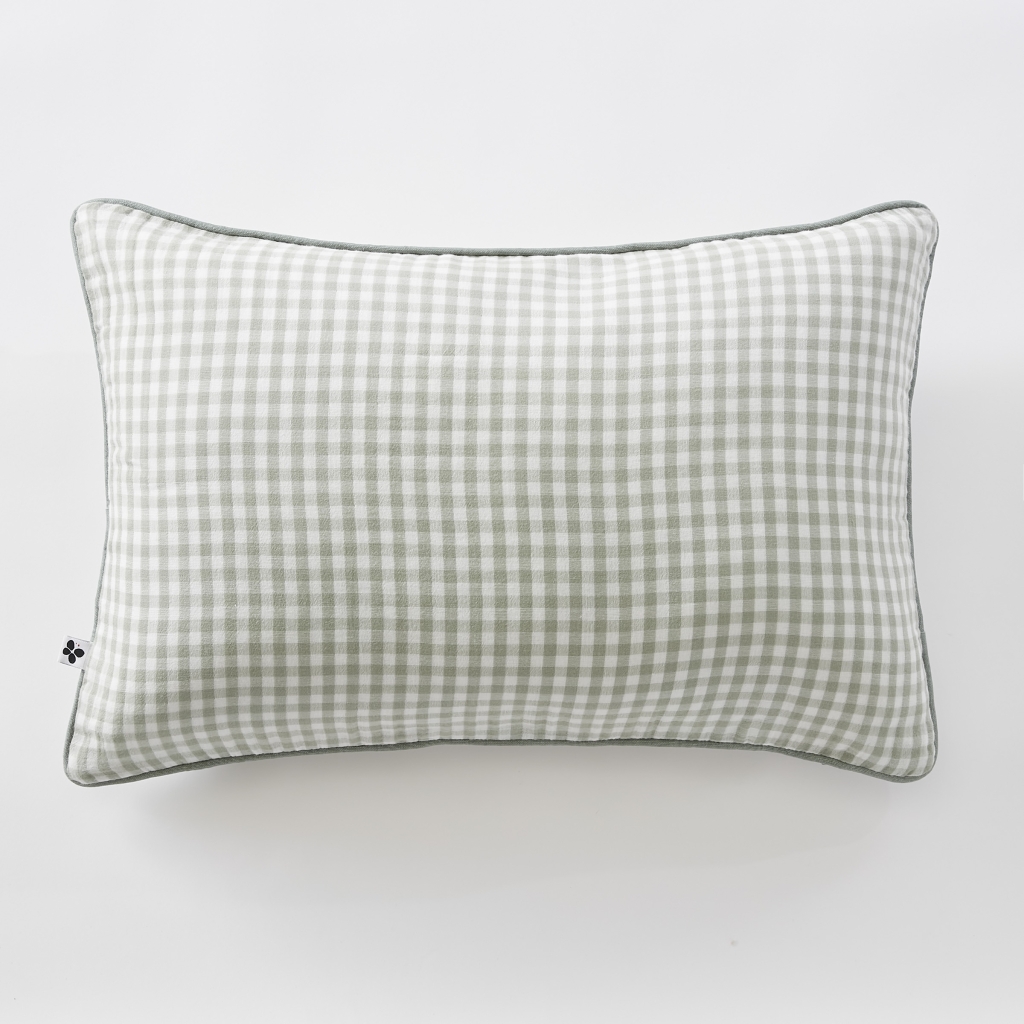 Coussin déhoussable 40 x 60 cm - Double gaze de coton tissée teinte - VICKIE - Eucalyptus