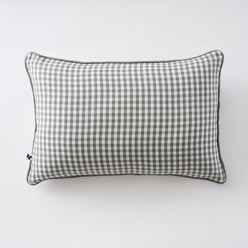 Coussin déhoussable 40 x 60 cm - Double gaze de coton tissée teinte - VICKIE - Romarin