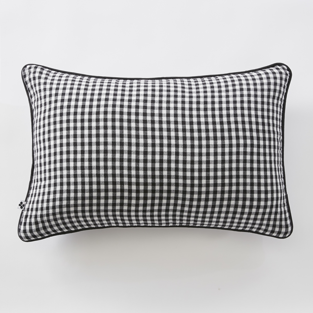 Coussin déhoussable 40 x 60 cm - Double gaze de coton tissée teinte - VICKIE - Truffe