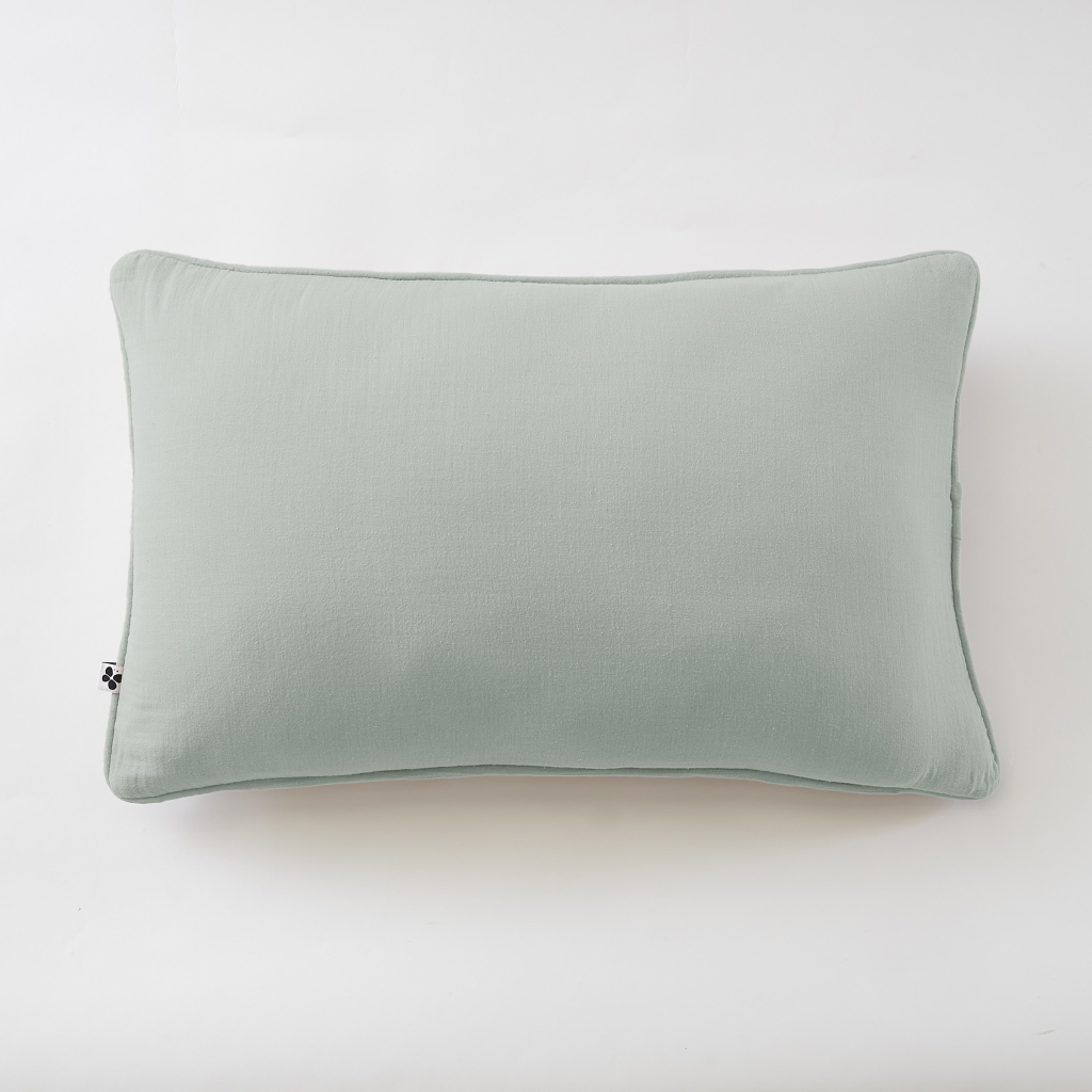 Coussin déhoussable 40 x 60 cm – Gaze de coton unie GAÏA Vert d'eau