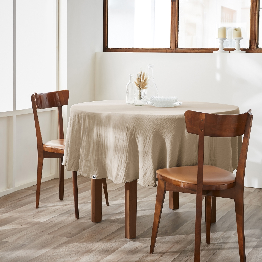 Nappe ronde 180 cm – Double gaze de coton – Gaïa Ficelle