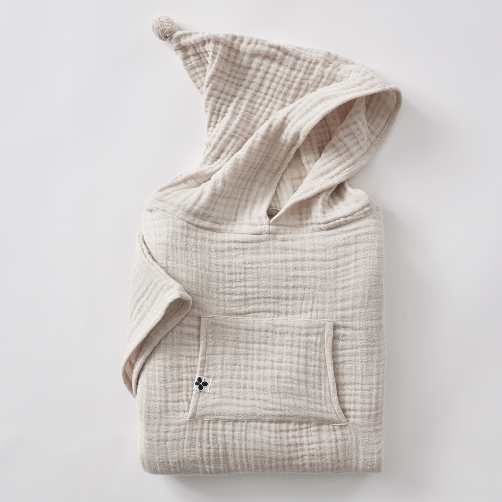 Poncho enfant mixte 2/5 ans en quadruple gaze de coton 220 g/m² – Gaïa Pampa