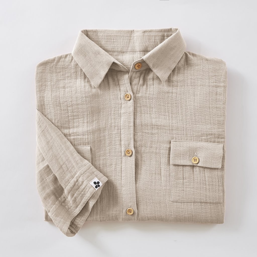 Tunique chemise femme double gaze de coton GAÏA – 100% coton – boutons coco – taille S/M - Pampa