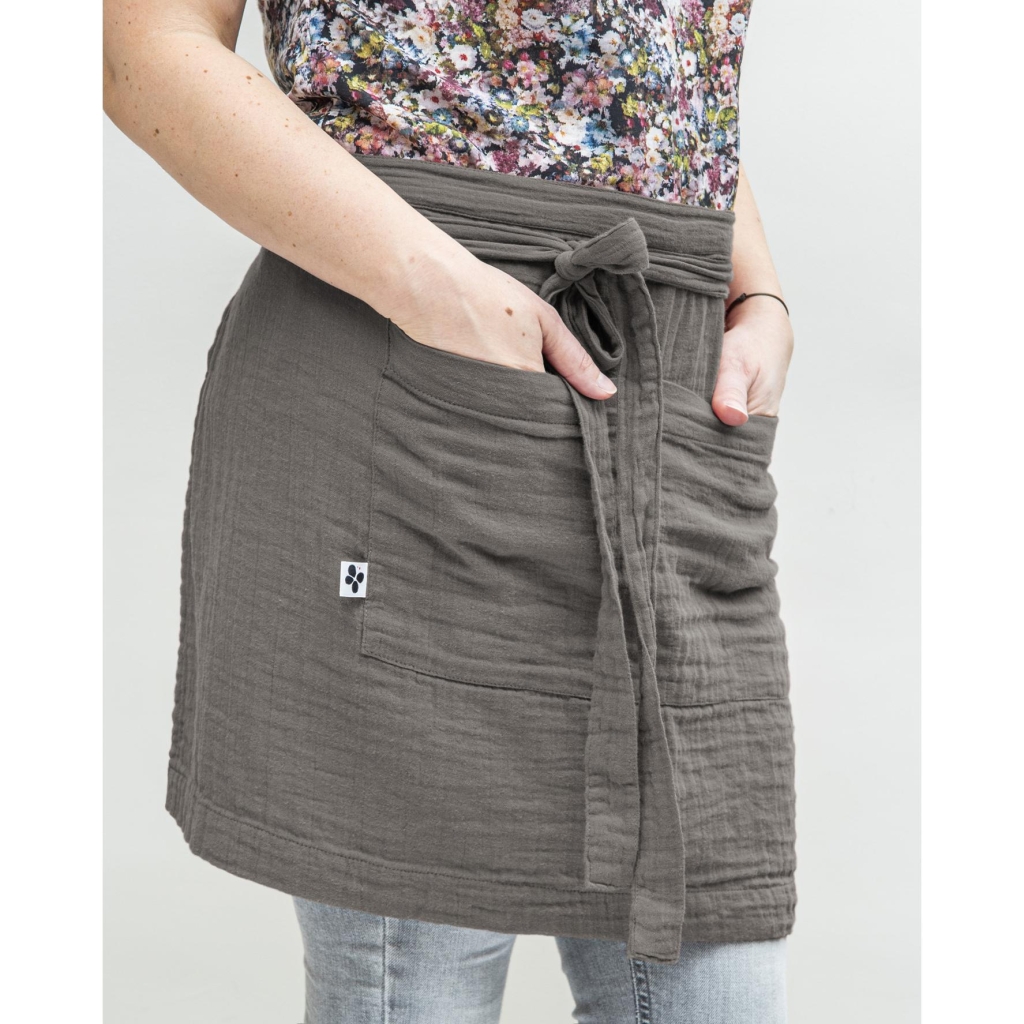 Tablier Serveur 45 x 80 cm – Gaze de Coton Unie GAÏA Granit