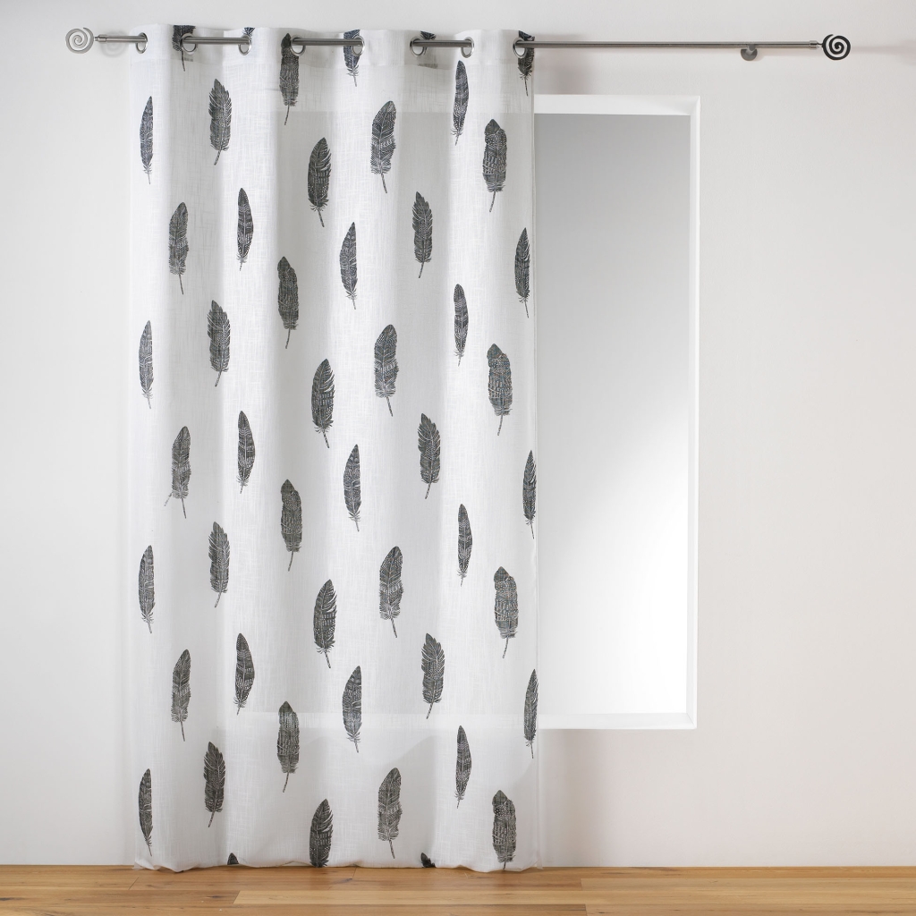 Voilage a oeillets 140 x 240 cm effet lin imprime eternity Naturel