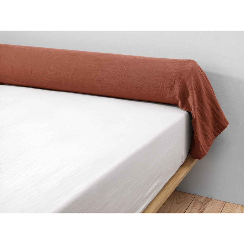 Taie de traversin gaze de coton Bio 85 x 185 cm terracotta