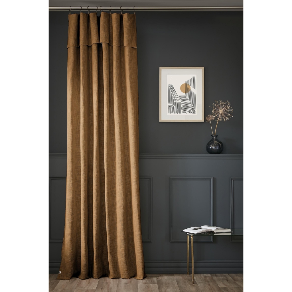 Rideau Ajustable Sixtine – 140 x 270 cm – Coton Flammé – Camel
