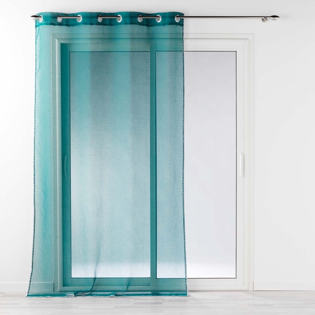 Voilage à oeillets 140 x 240 cm liseré blanc Louise Pétrole