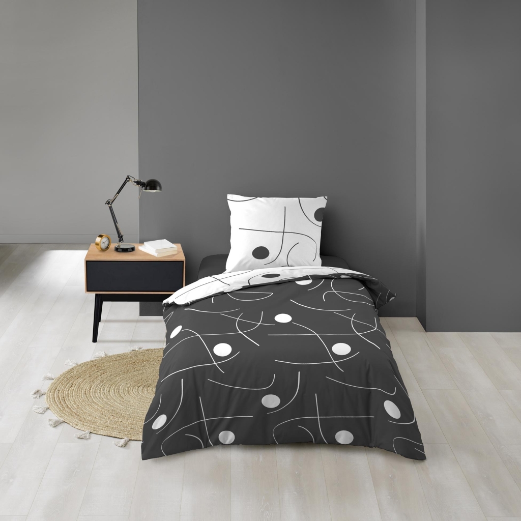 Housse de couette réversible 140 x 200 cm + 1 taie microfibre Sonate