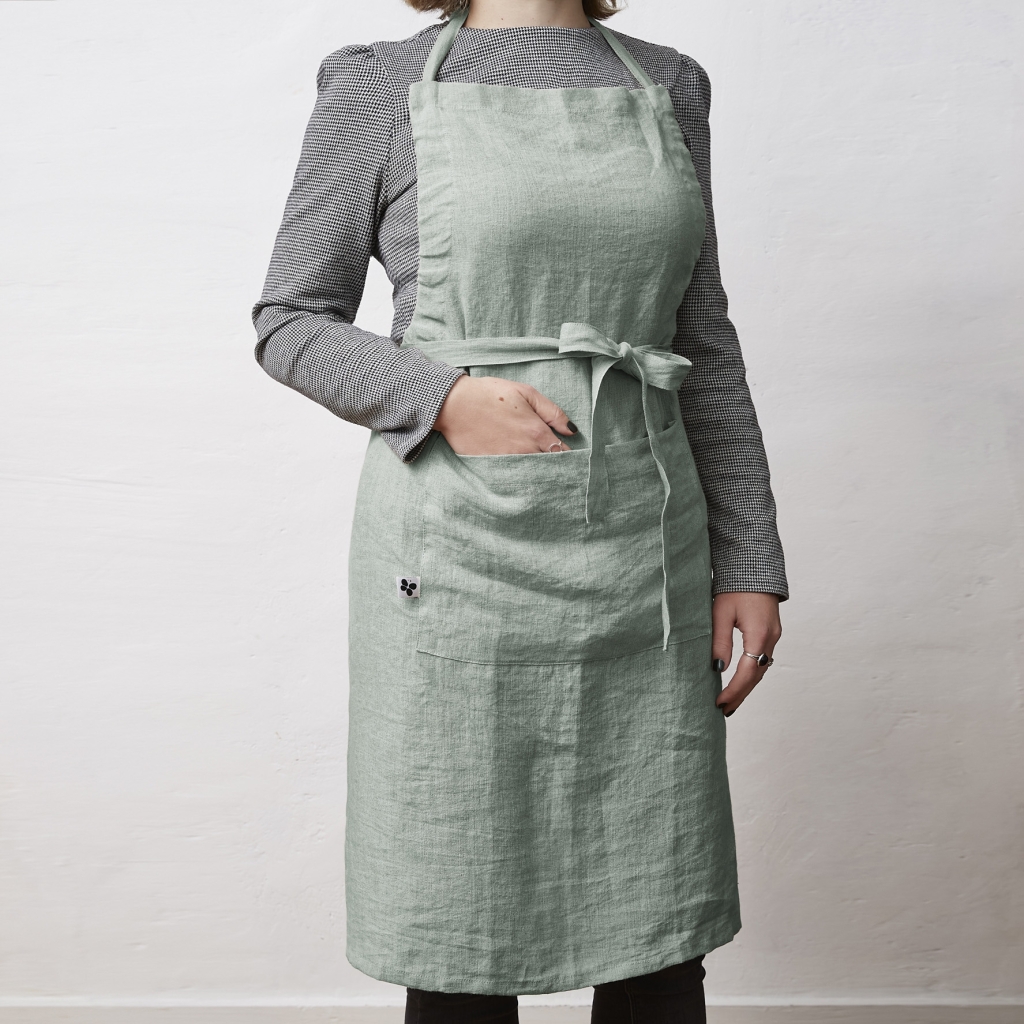 Tablier ajustable 70 x 85 cm – Lin lavé français 160 g/m² – Soline Eucalyptus