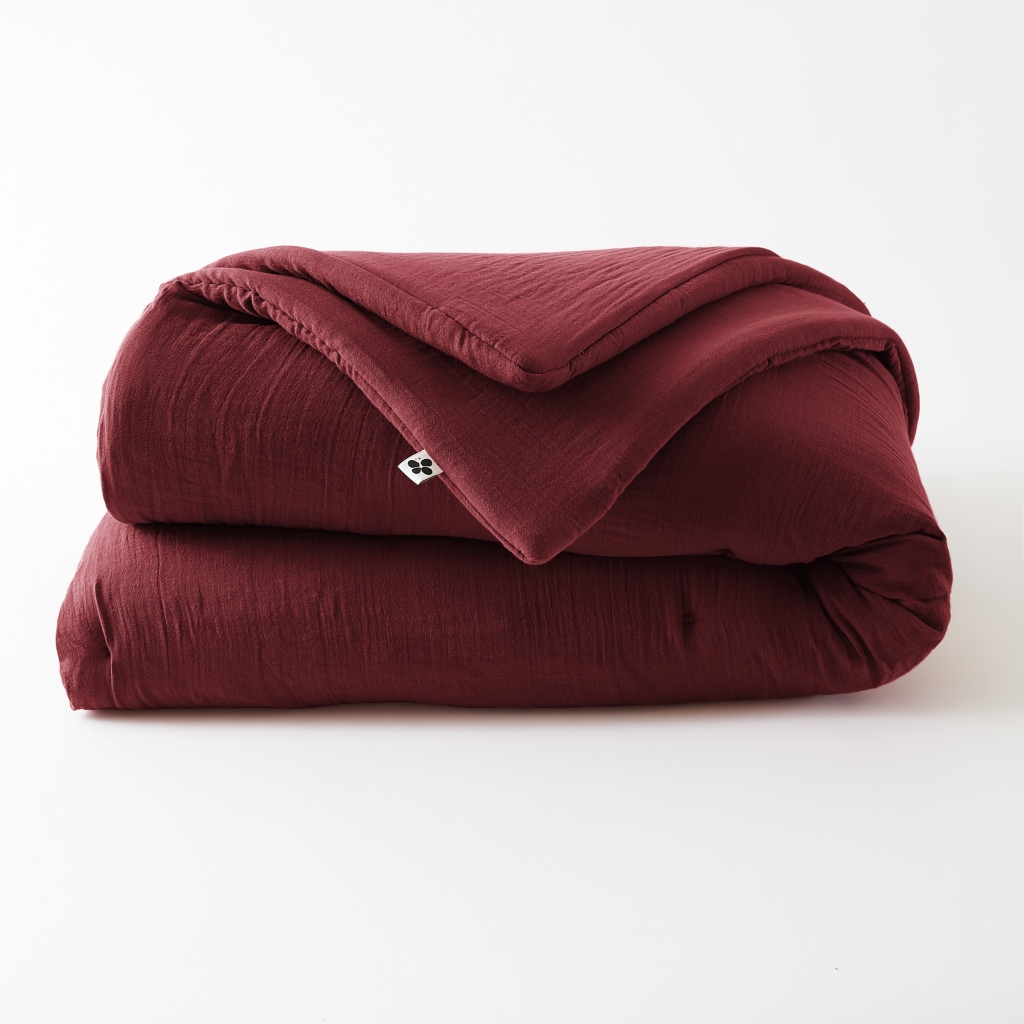 Édredon 180 x 240 cm - Double Gaze de Coton 125 gr/m² - Uni Gaïa Bordeaux