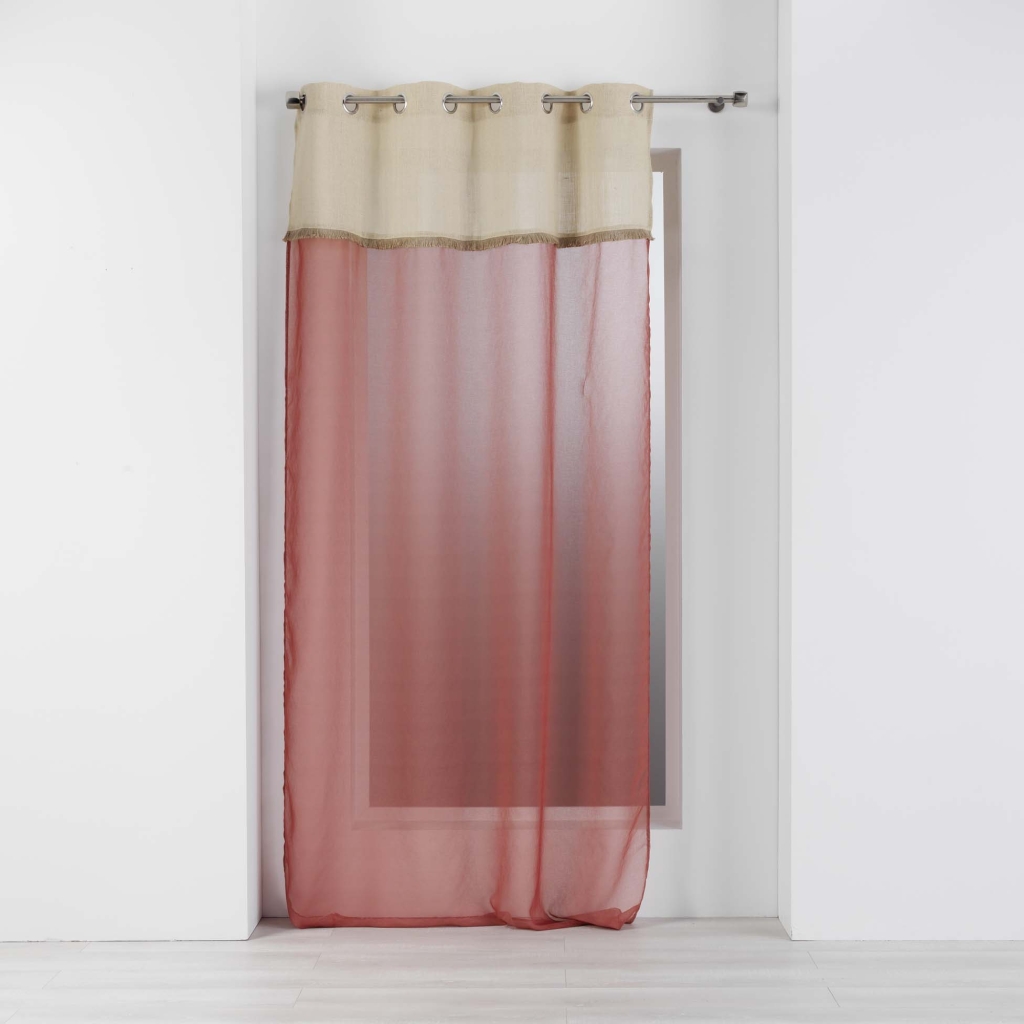 Voilage à oeillets 140 x 240 cm voile sablé + jute Greenybel Terracotta