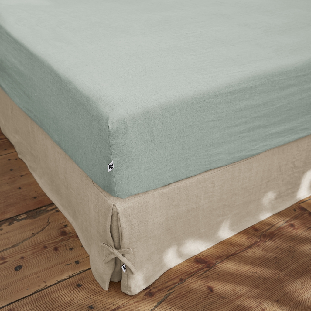 Drap Housse 140 x 190 cm – Lin Lavé Français Luxe Soline – Eucalyptus
