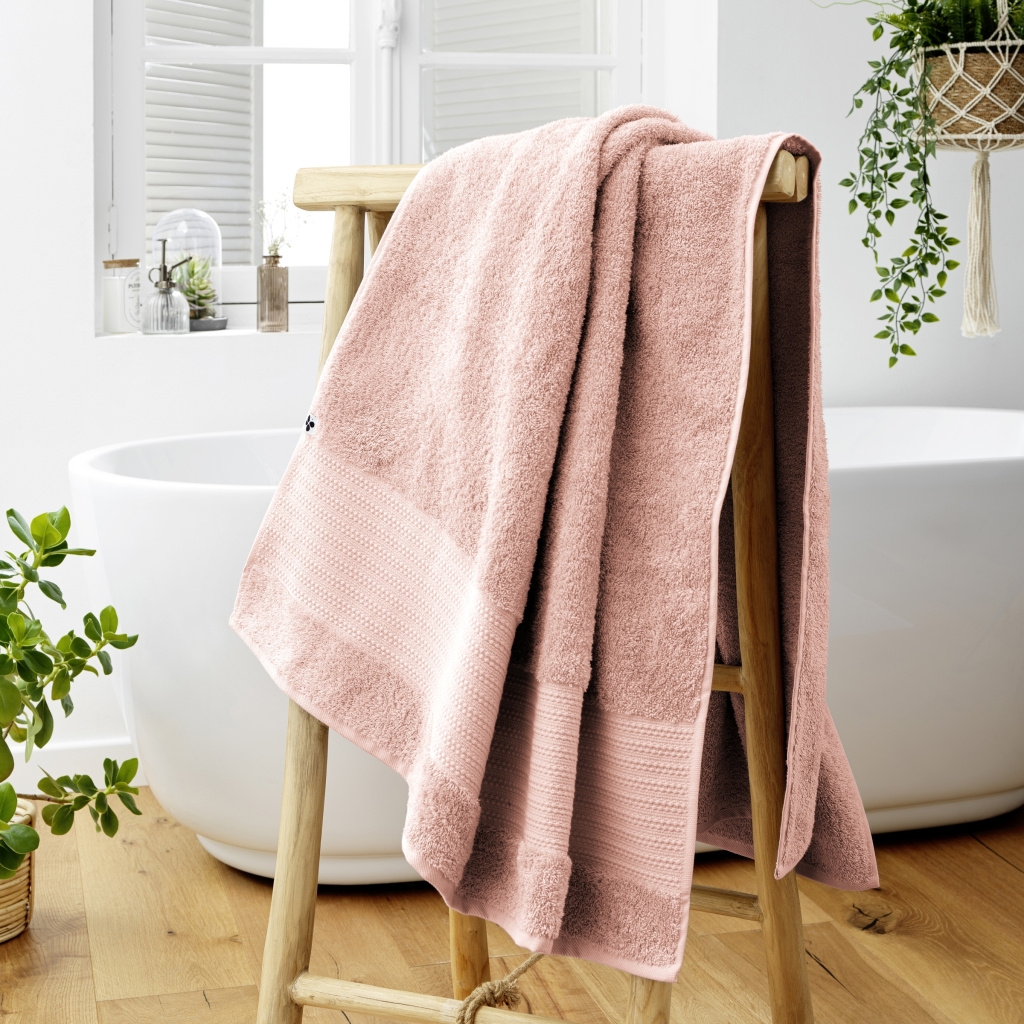 Drap de Bain 90 x 150 cm – Coton Épais 600 g/m² – Éponge Unie – Garance Rose poudré