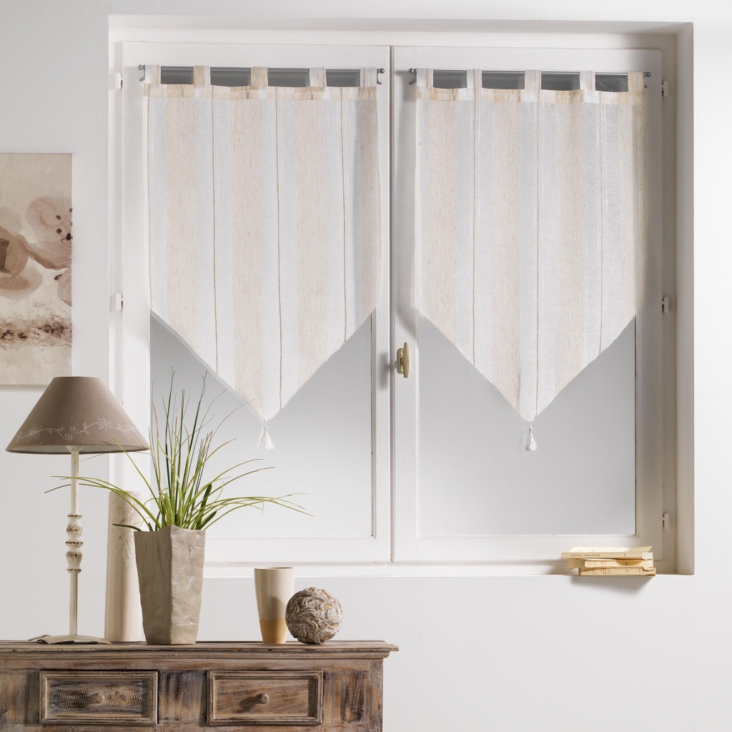 Paire pompon passants 2 x 60 x 120 cm tisse naturel helios Lin