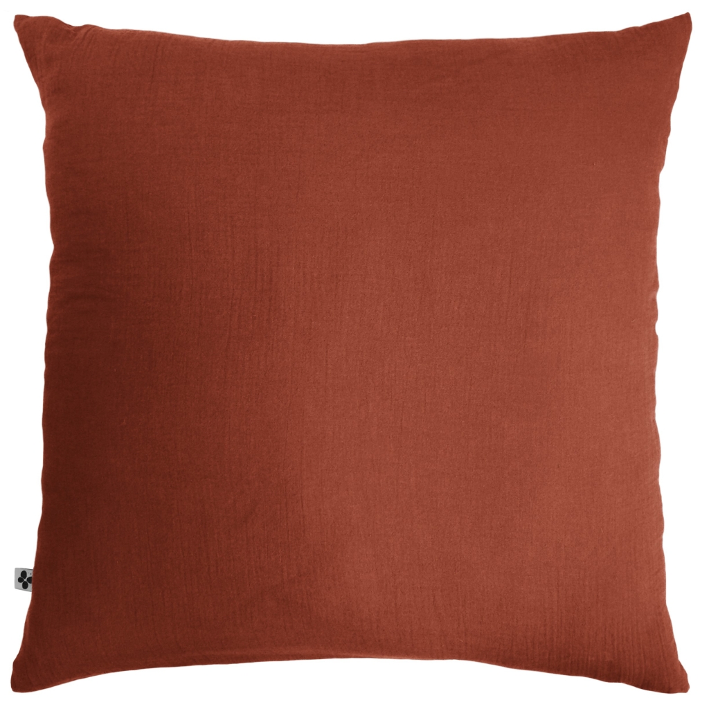 Taie d'oreiller en double gaze de coton – 60 x 60 cm – Gaïa Terracotta