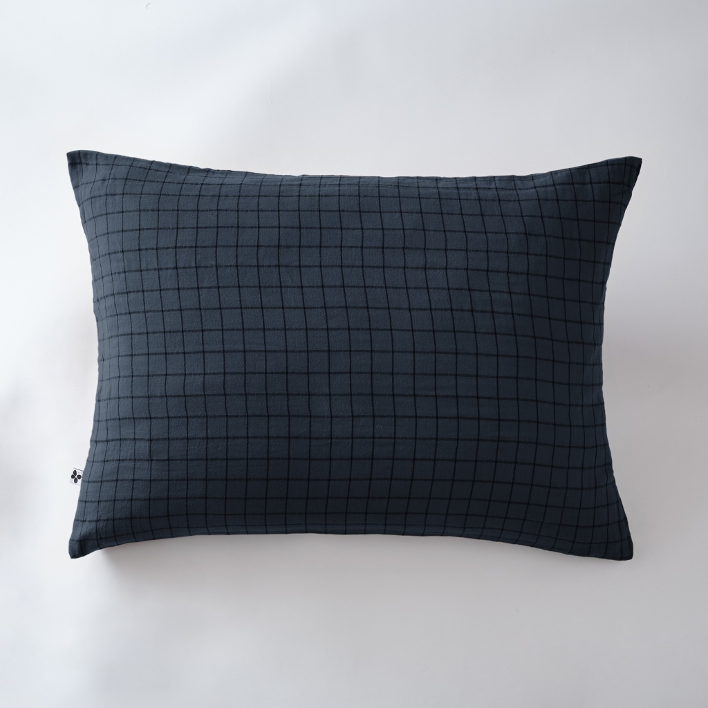 Taie d'oreiller gaze de coton tissée 50 x 70 cm gaïa mix Bleu marine