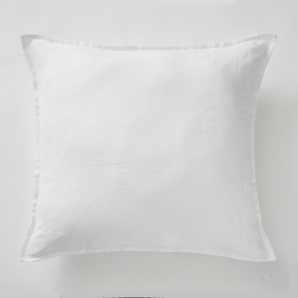 Taie d’Oreiller 60 x 60 cm – Lin Lavé Français Luxe Soline - Blanc