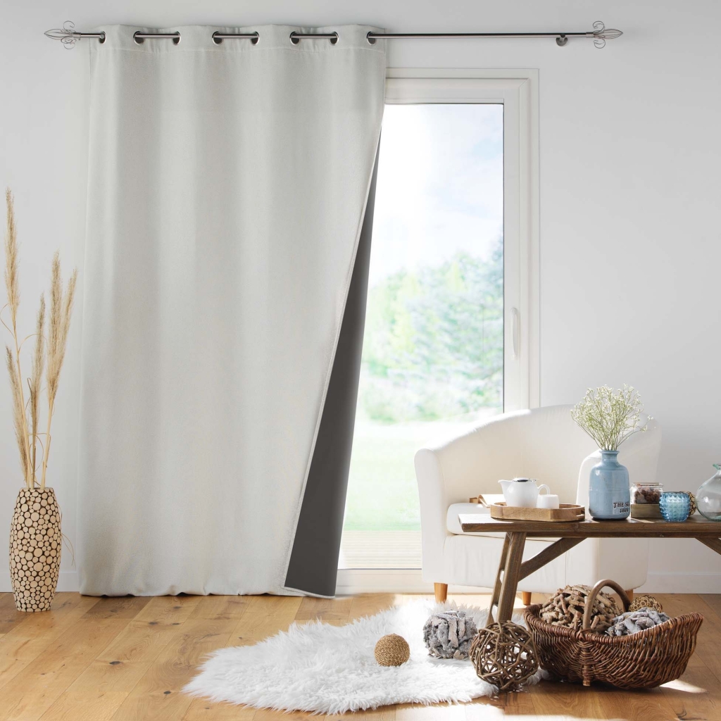 Rideau à Œillets Isolant Phonique et Thermique – Doublé Polaire – Jupiter Naturel – 140 x 260 cm