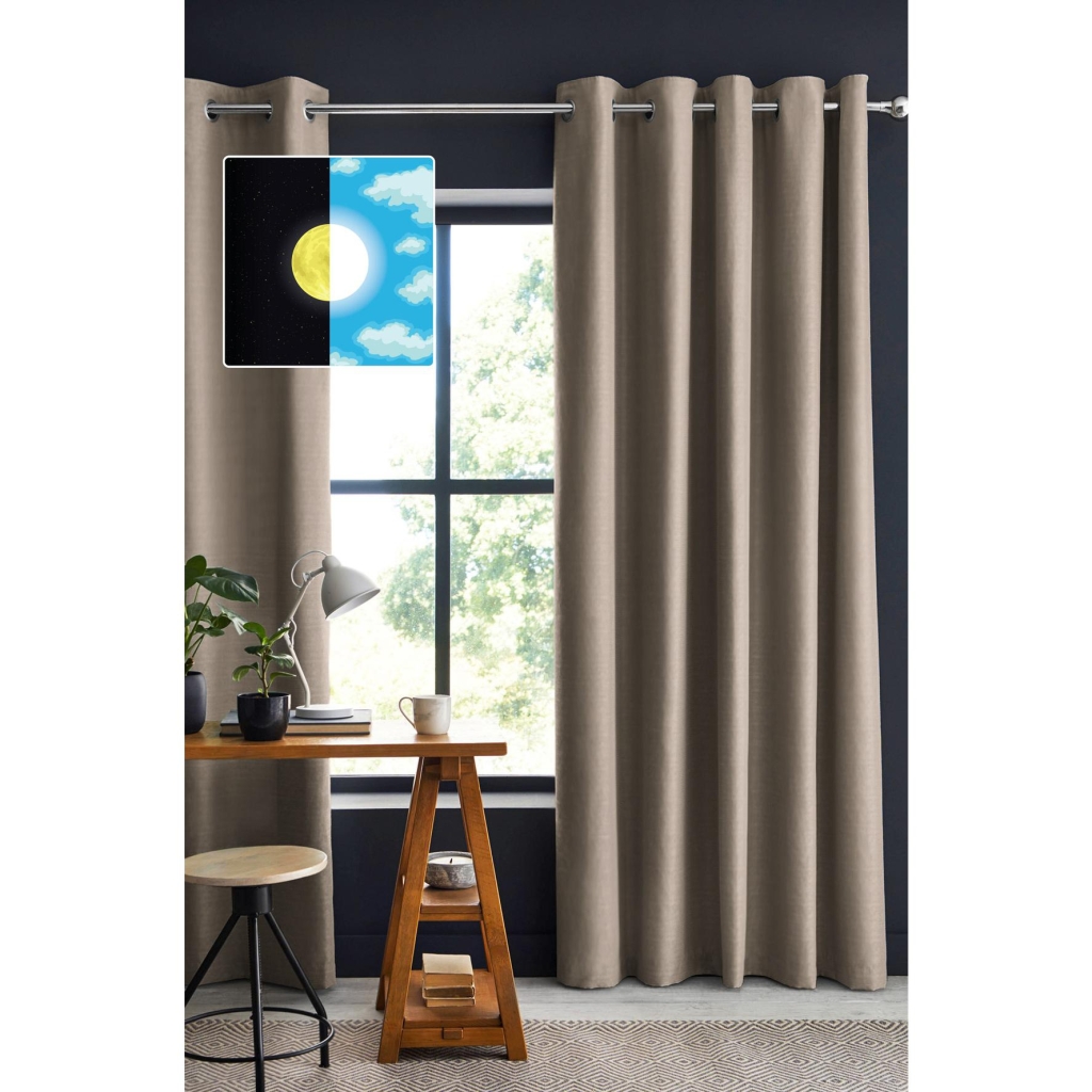Rideau occultant 140 x 280 cm grande hauteur Obscure Beige