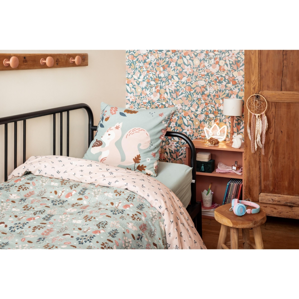 Parure de lit réversible + 2 taies d’oreiller 200 x 200 cm – Coton 57 fils – Imprimé Tamia