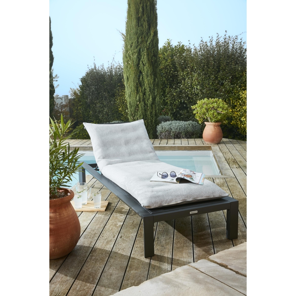 Housse de bain de soleil 70 x 190 cm polypropylène naïa galet Gris clair