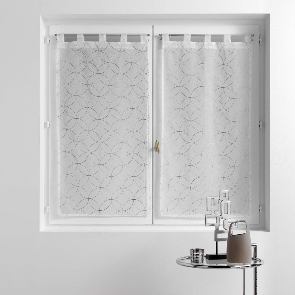 Paire droite passants 2 x 60 x 160 cm voile sablé brodé Olympia Gris