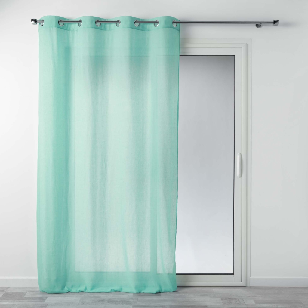 Voilage a oeillets 140 x 240 cm polycoton uni mitsy Ciel