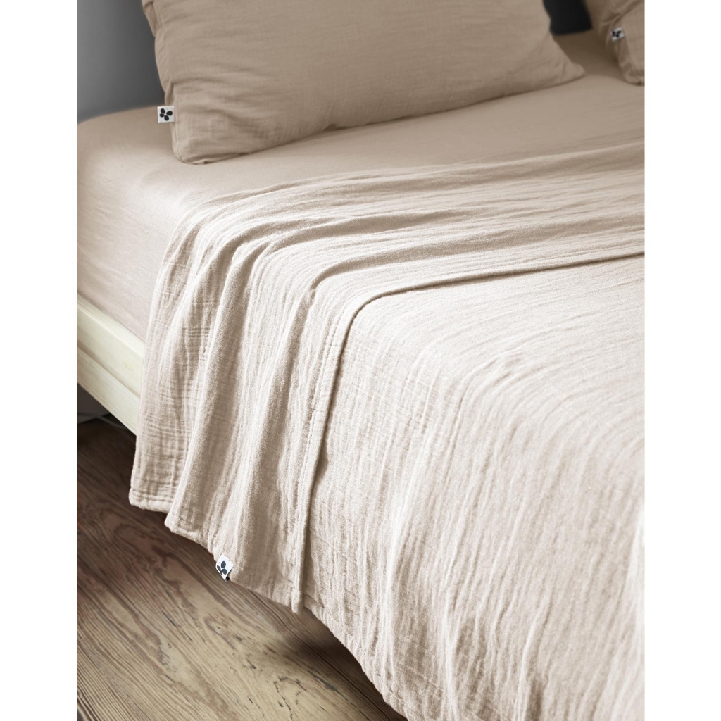 Drap plat 270 x 300 cm Double gaze de coton luxe Gaïa Pampa naturel