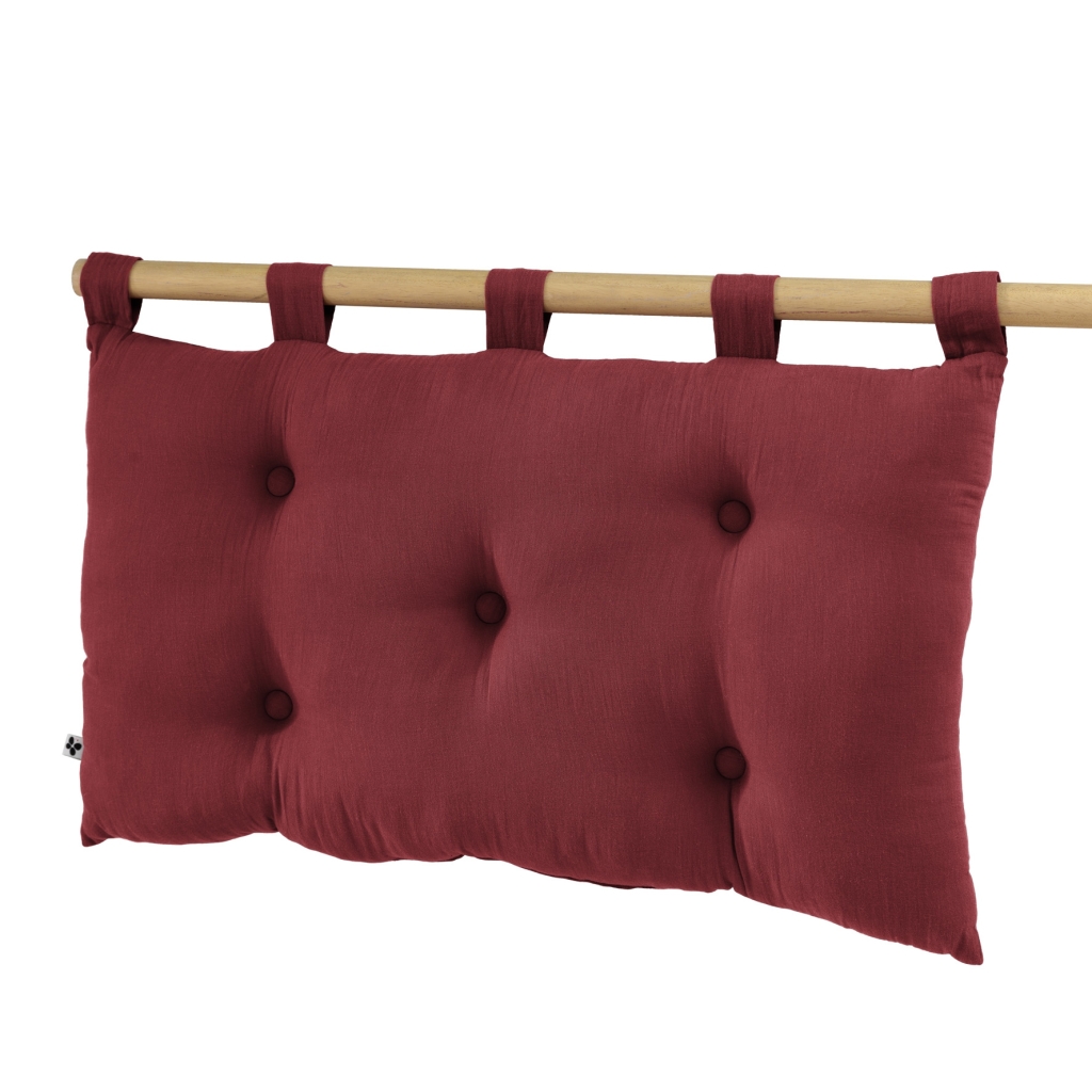 Tête de lit 5 boutons avec passants – 50 x 80 cm – Gaze de coton Gaïa Bordeaux