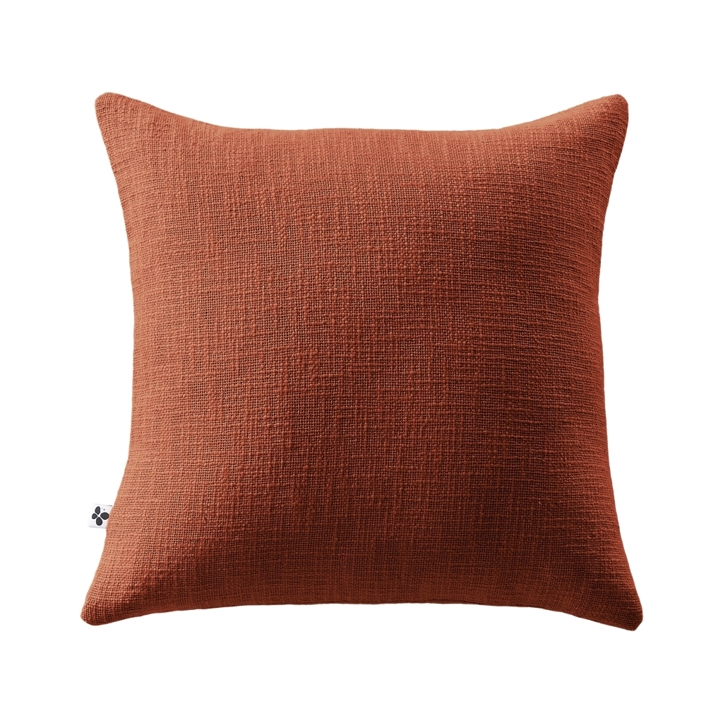 Coussin Déhoussable 45 x 45 cm – 100 % Coton Texturé – Sixtine Terracotta