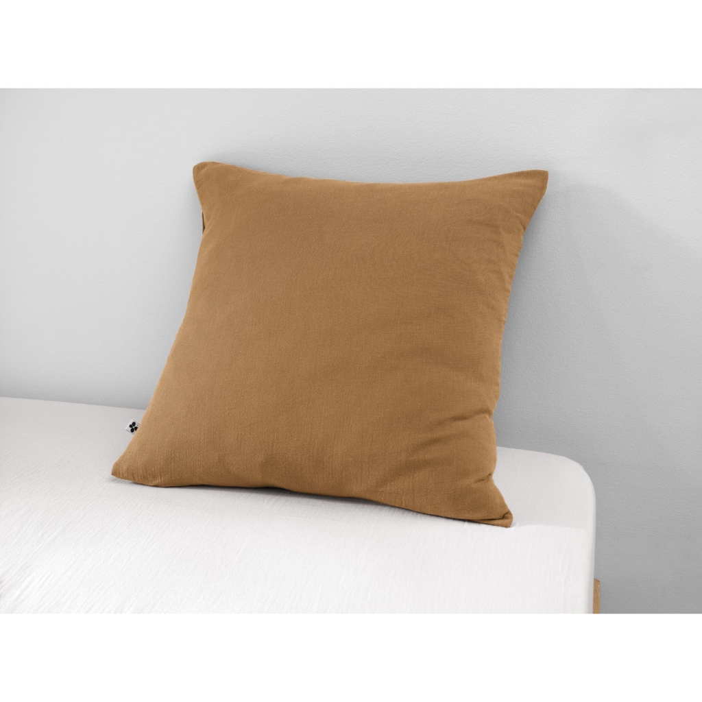 Taie d'oreiller en double gaze de coton – 60 x 60 cm – Gaïa Camel