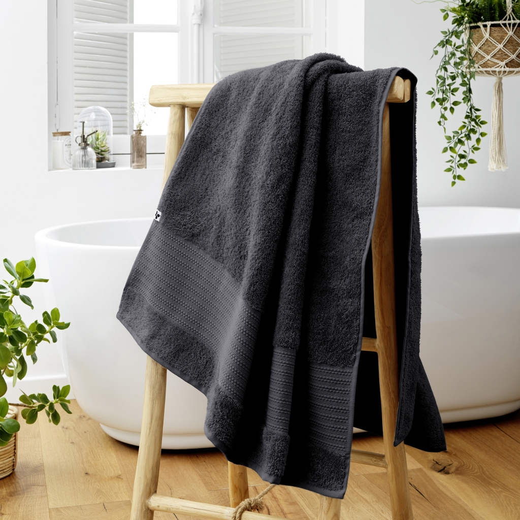 Drap de Bain 90 x 150 cm – Coton Épais 600 g/m² – Éponge Unie – Garance Orage