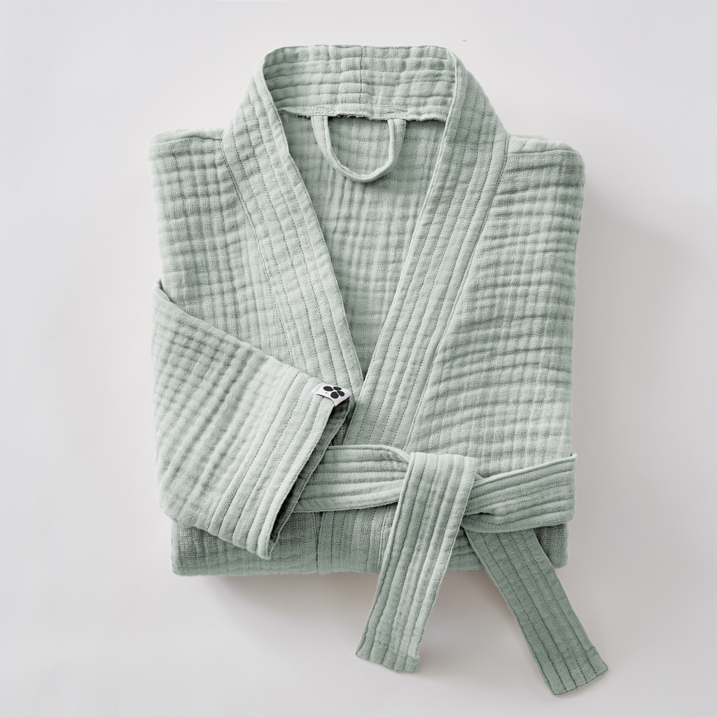 Peignoir Kimono Mixte L/XL – Gaze de Coton Gaïa Eucalyptus