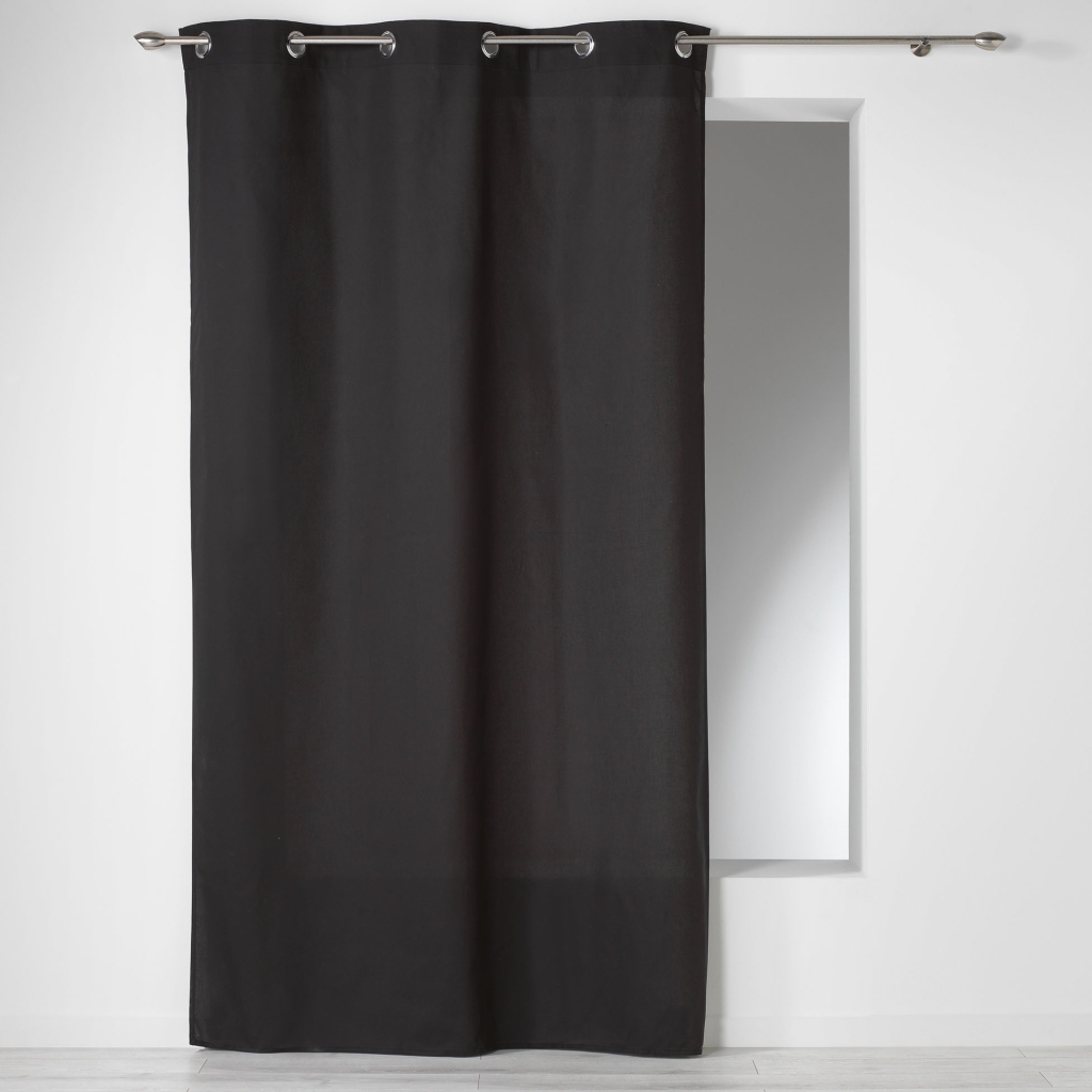 Rideau à Œillets 140 x 240 cm – Coton Uni Panama – Noir