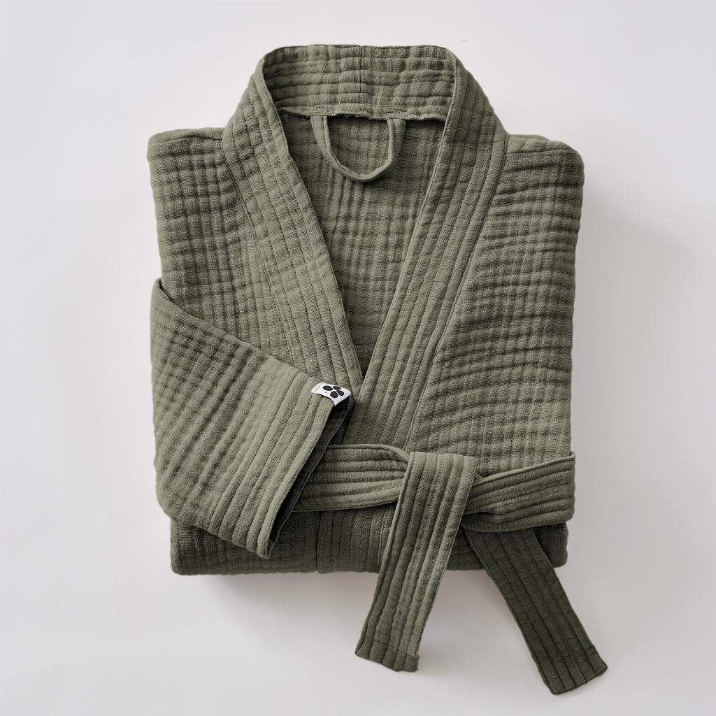 Peignoir Kimono Mixte L/XL – Gaze de Coton Gaïa Romarin
