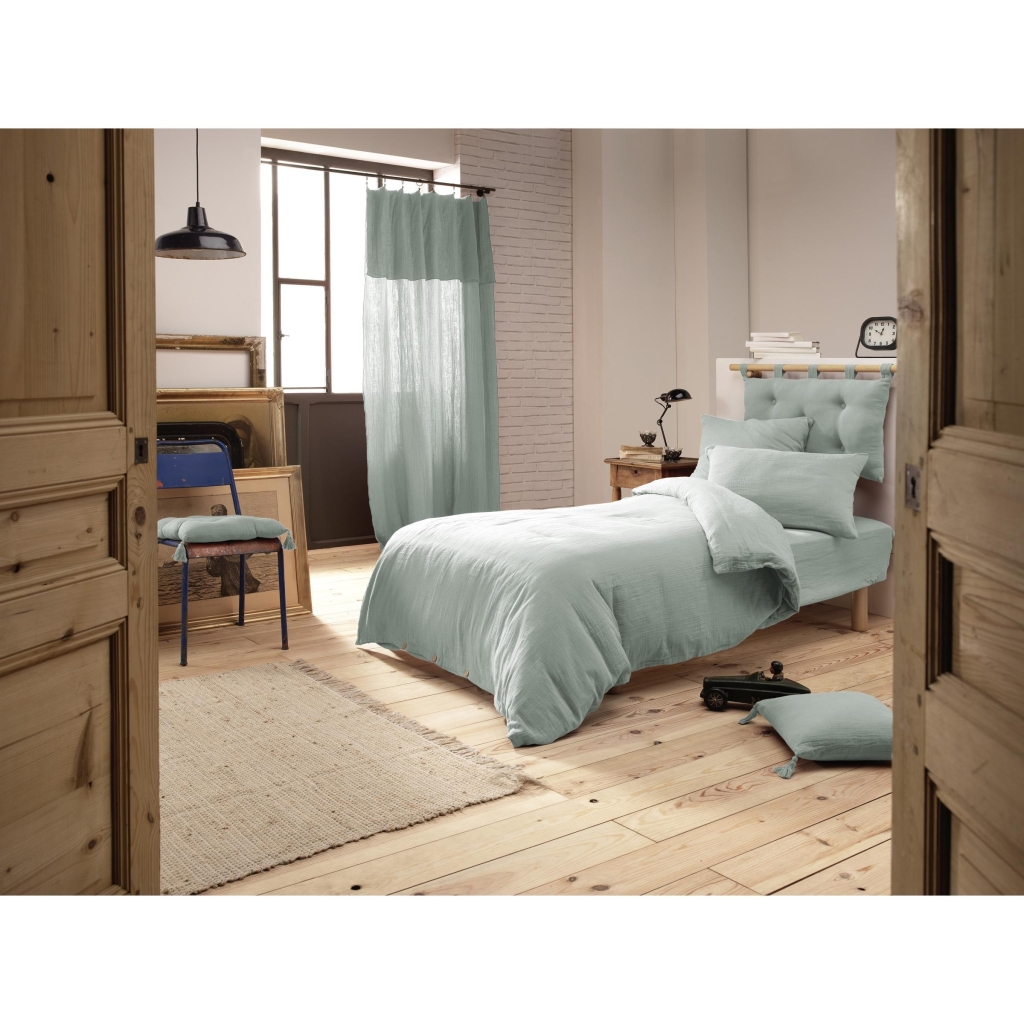 Housse de Couette 140 x 200 cm – Double Gaze de Coton 125 g/m² – Gaïa Eucalyptus
