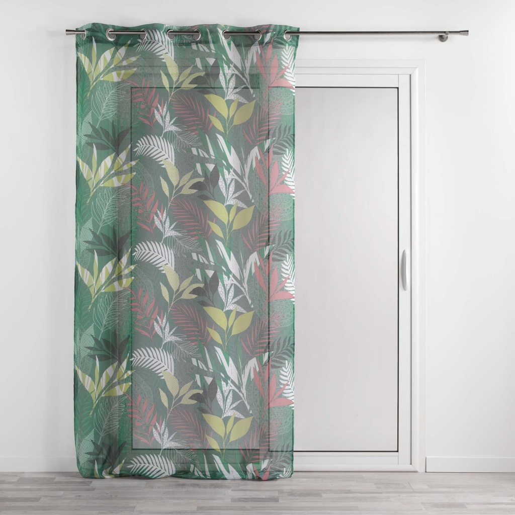 Voilage a oeillets 140 x 240 cm voile sablé imprime Assana Kaki