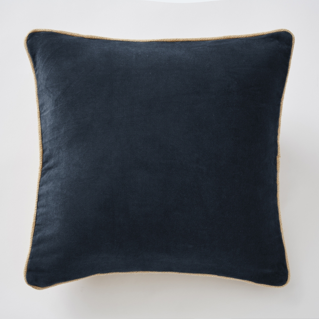 Coussin Déhoussable 45 x 45 cm – Velours de Coton César – Minuit