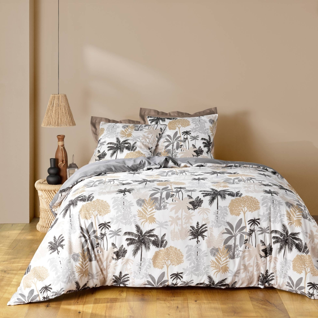 Parure de Lit Scarlett Gris 240 x 220 cm + Drap-Housse 140x190 cm Gris