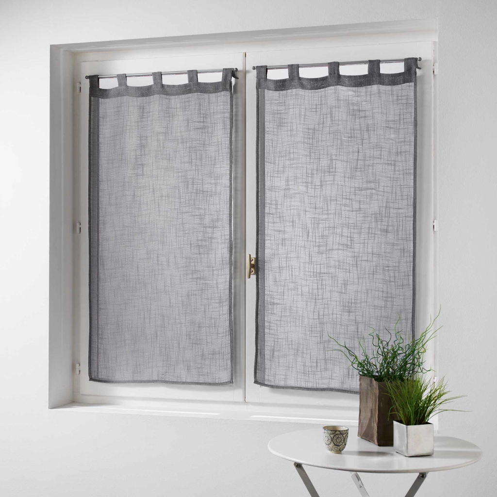 Paire droite passants 2 x 60 x 120 cm effet lin tisse haltona Gris