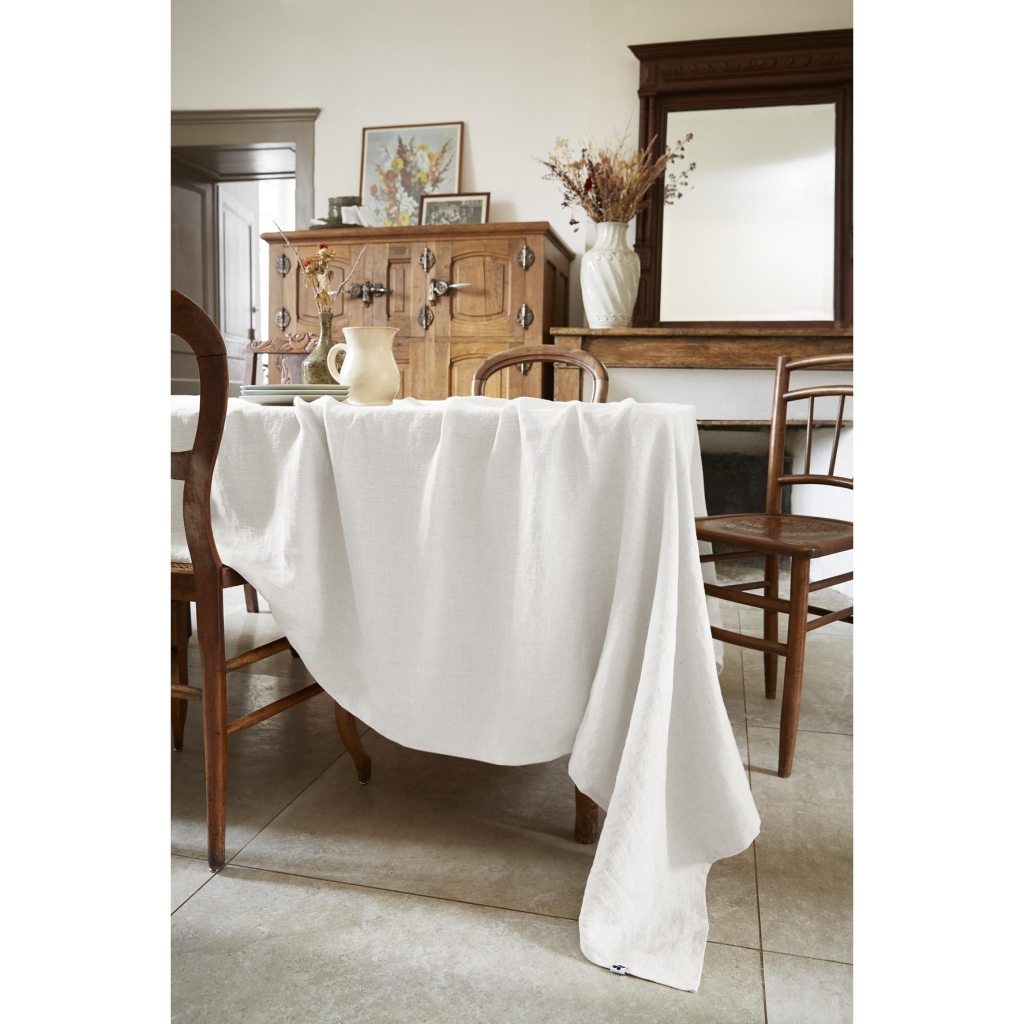 Nappe Rectangle 170 x 350 cm – Lin Lavé Français Luxe Soline - Blanc