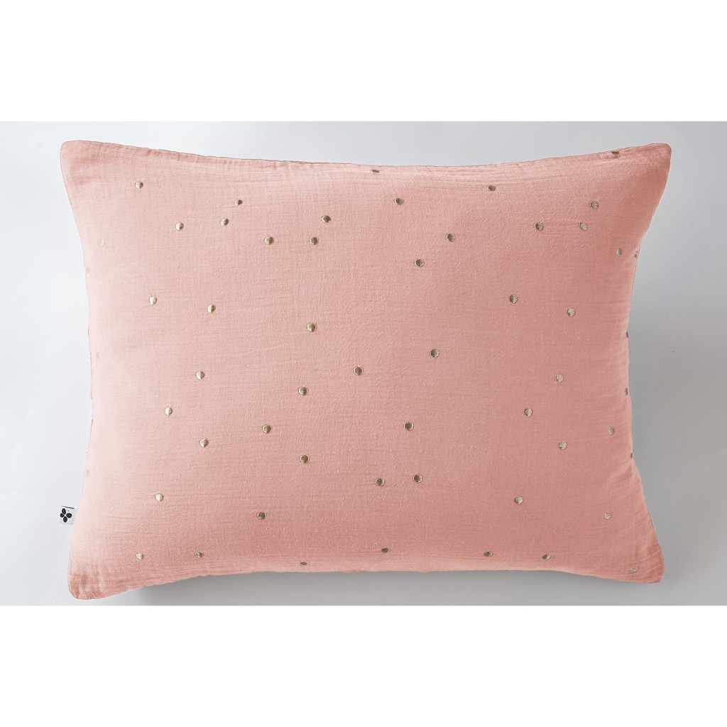 Taie d'oreiller gaze de coton 50 x 70 cm gaïa chic rose pêche Rose