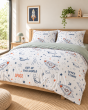 Parure de lit enfant 240 x 220 cm + 2 taies d’oreiller 100% coton imprimé GALAXIE