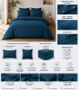 Parure de Lit Complète 240 x 220 cm Bleu - 100% Coton 57 Fils - Drap-Housse 140x190 + 4 Taies