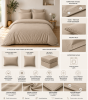 Parure de Lit Complète 240 x 220 cm Sable - 100% Coton 57 Fils - Drap-Housse 140x190 + 4 Taies