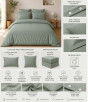 Parure de Lit Complète 240 x 220 cm Sauge - 100% Coton 57 Fils - Drap-Housse 140x190 + 4 Taies
