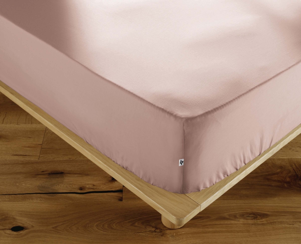 Drap-Housse 140 x 190 cm Percale de Coton 120 Fils Unie PERRINE – Blush